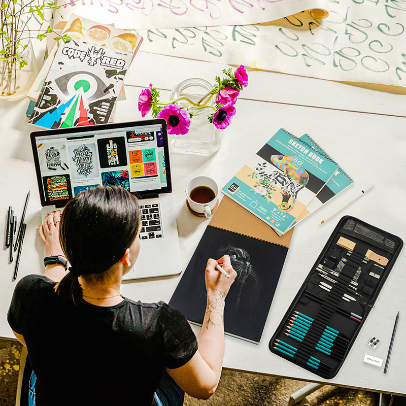 50PC Sketch Lead Art Set – Essential Drawing Tools for Beginners and Professionals