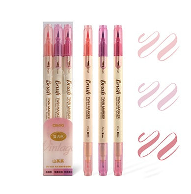 Dual-Tip Art Markers – Vintage Colored Watercolor Brush Pens