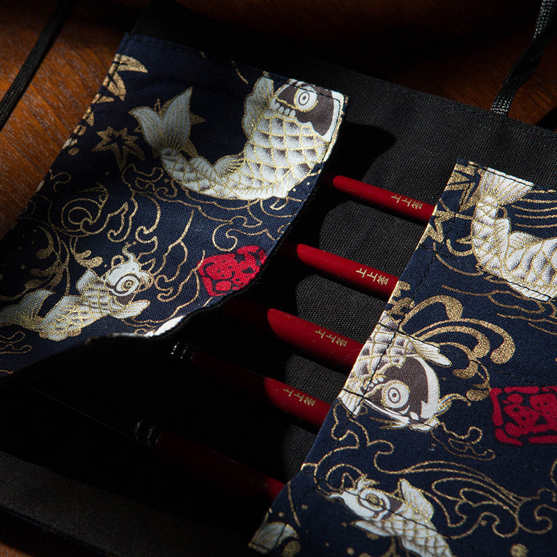 Koi Watercolor Brush Pen Case – Portable Artist Pencil Bag