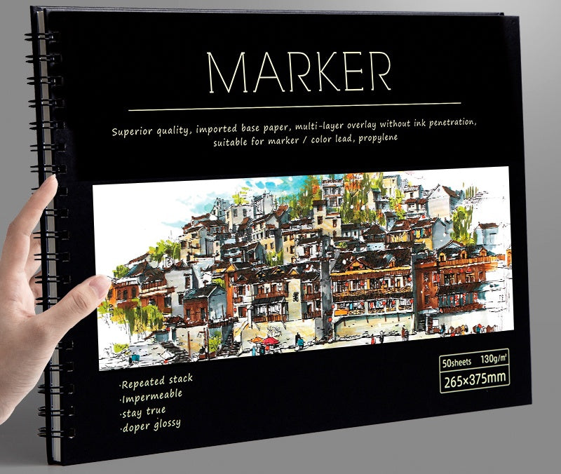 Marker Paper Sketchbook – Blank Drawing Book with Smooth, Bleed-Resistant Pages for Markers, Pens & Pencils