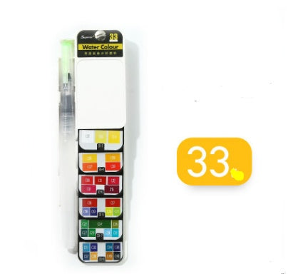 Solid Watercolor Paint Set with Water Brush – Foldable Travel Art Kit