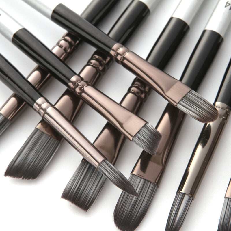 Silver-Grey Rod Paint Brush – Oil, Gouache & Watercolor Art Brush