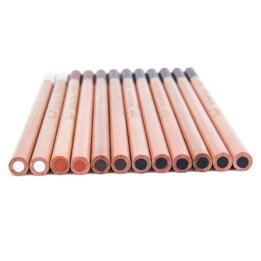 2 Sets of 4-Color Carbon Drawing Chalk Pencils – Sketching & Shading Art Pencil Kit for Artists, Beginners & Students