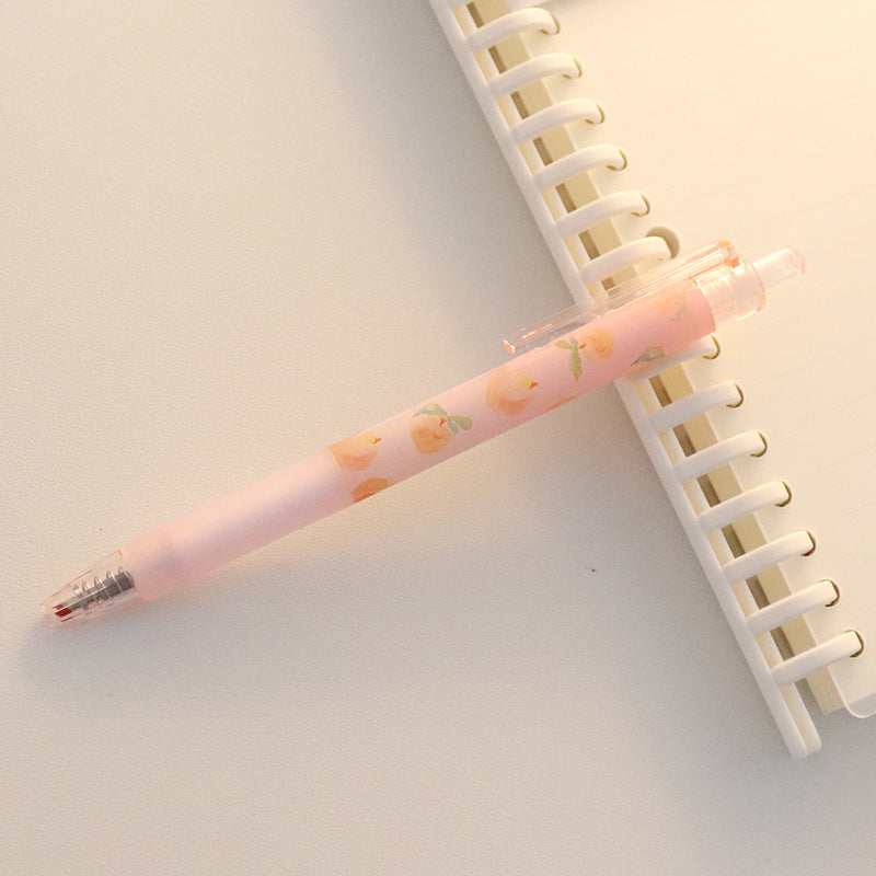 Kawaii Peach Gel Pen – Korean Press Gel Ink Rollerball Pen for Writing, Note-Taking, School & Office Supplies