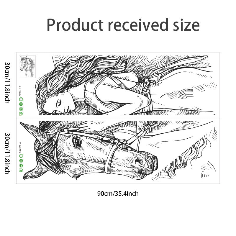Family Horse Sketch Wall Sticker – Elegant Home Decor
