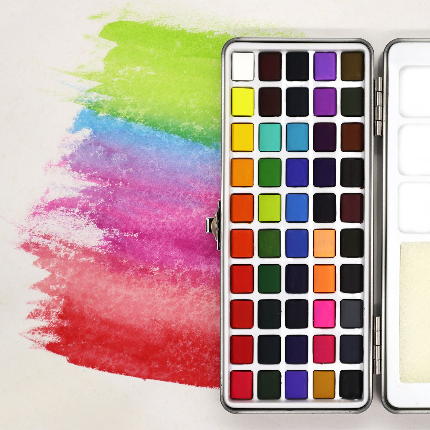50-Color Solid Watercolor Paint Set – Portable Sketch Art Palette