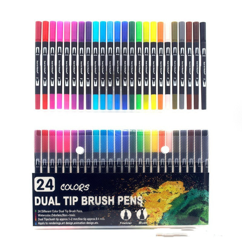 100 Colors Watercolor Brush Markers – Dual-Tip Brush & Fineliner Pens