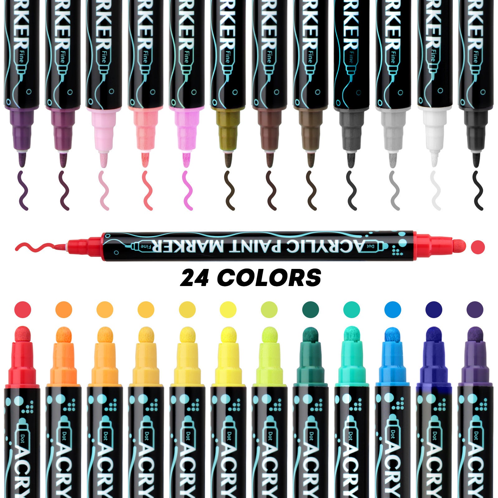 Double-Head Acrylic Marker Pen – Stackable Water-Based Paint Brush