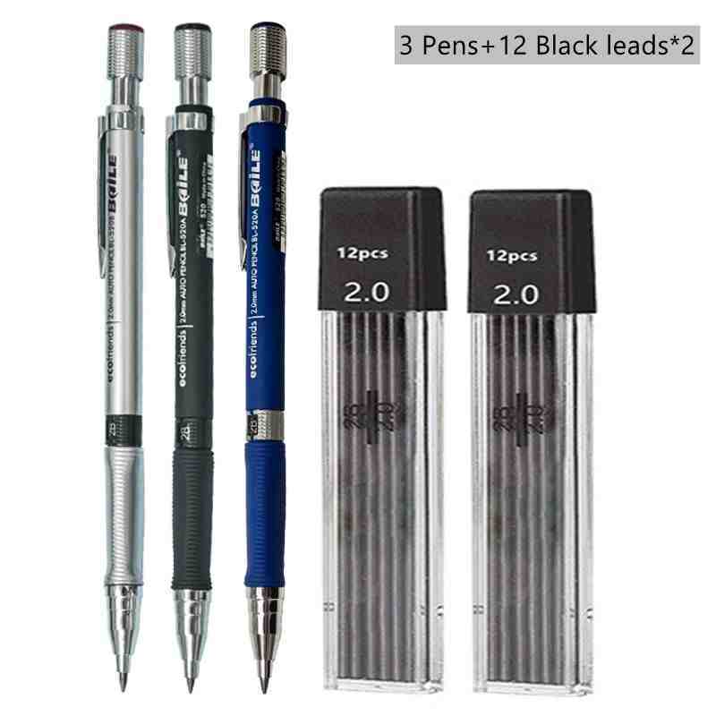 Mechanical Pencil Set 20mm – 2B Black & Color Lead Refills