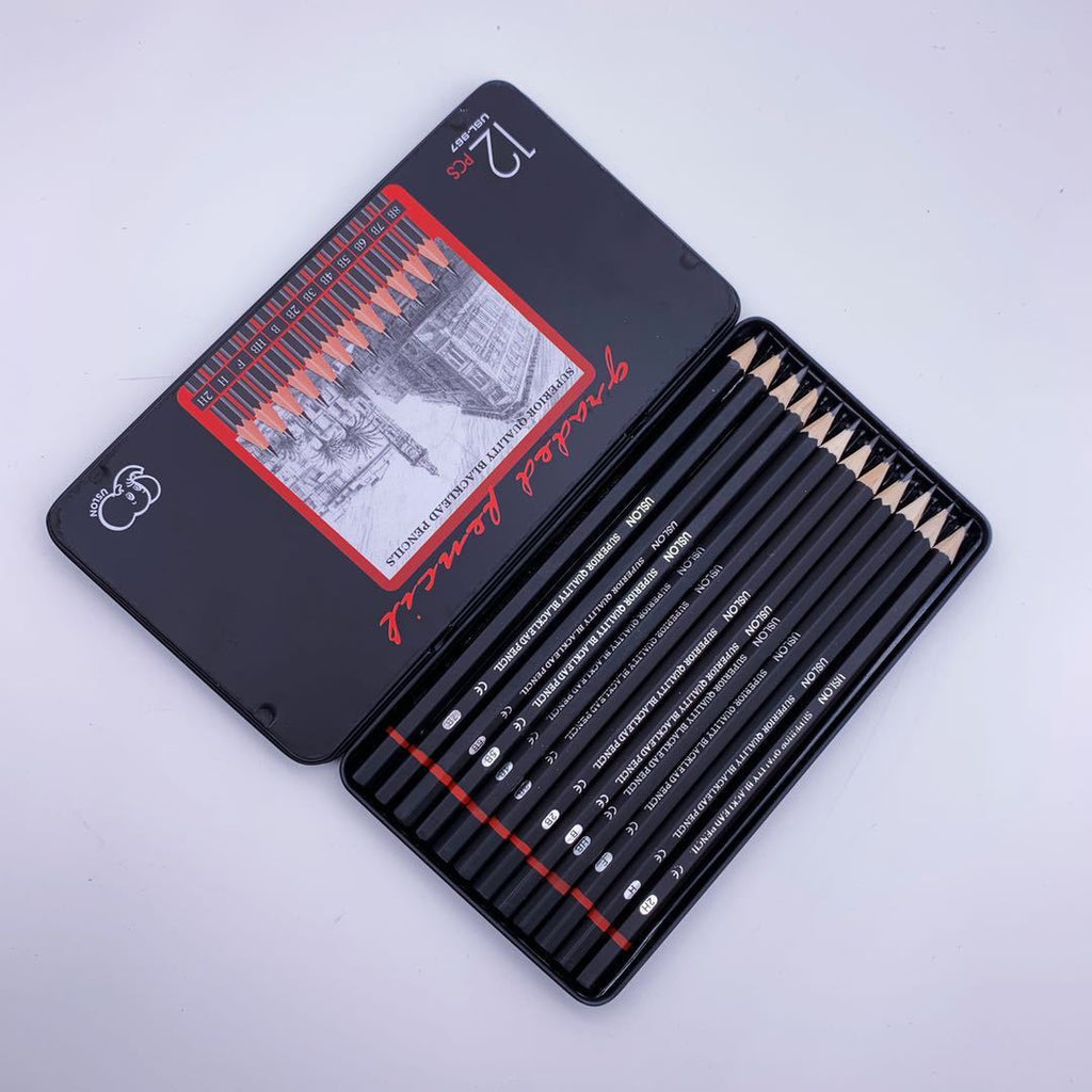 Sketch Pencil Set 12 Pcs Set In Iron Box