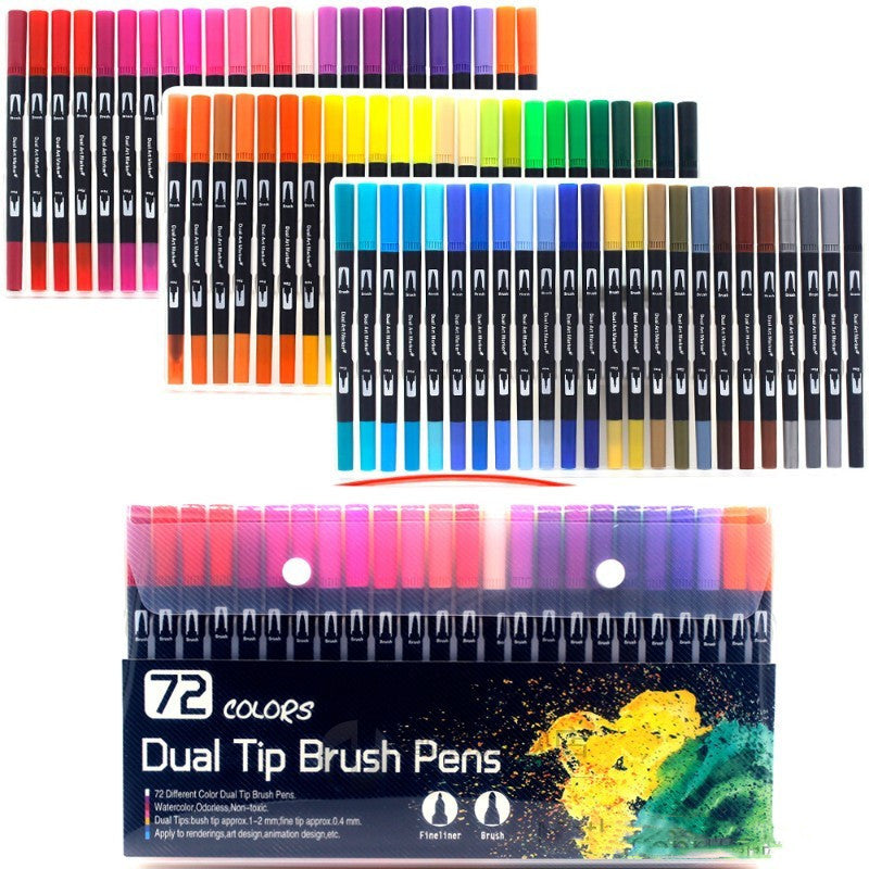 100 Colors Watercolor Brush Markers – Dual-Tip Brush & Fineliner Pens