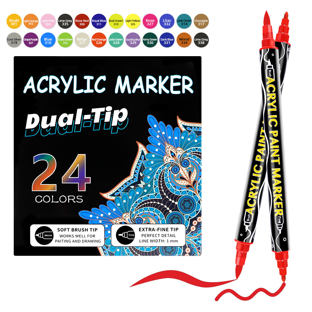 Double-Head Acrylic Marker Pen – Stackable Water-Based Paint Brush