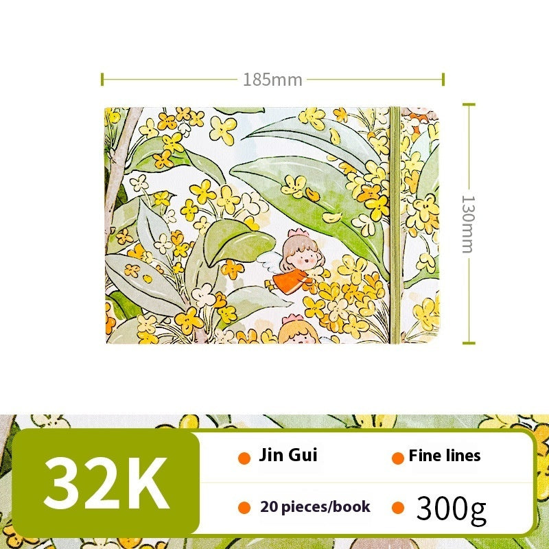 Feiluniao Watercolor Notebook – Handmade Fabric Mini Sketchbook for Watercolor, Character Sketching, Graffiti & Travel Drawing