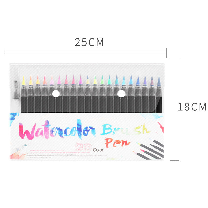 20-Color Watercolor Pen Set – Soft Head Writing & Painting Brush