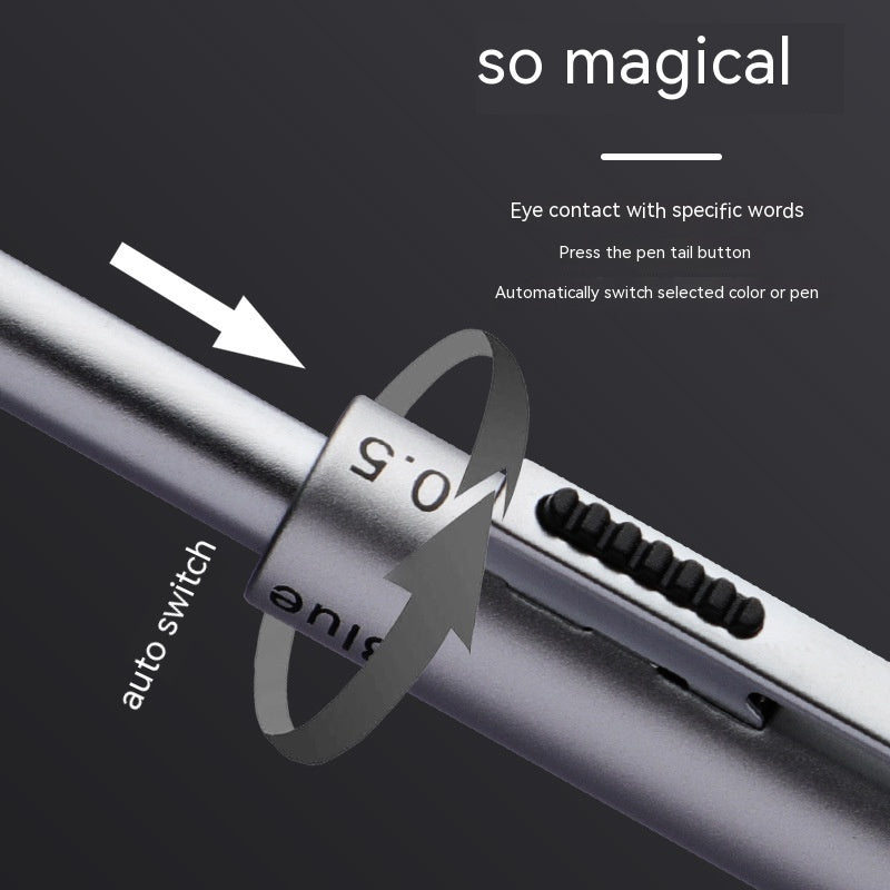 4-in-1 Gravity Induction Metal Pen – Multifunction Gel & Ballpoint Press Pen for Writing and Office Use