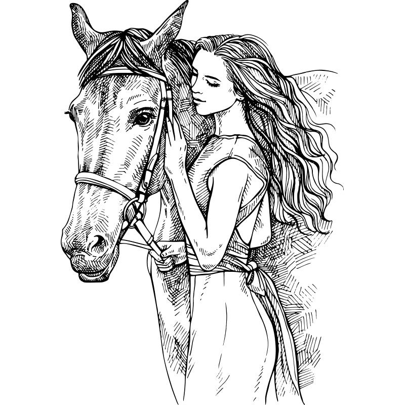 Family Horse Sketch Wall Sticker – Elegant Home Decor