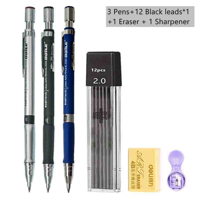Mechanical Pencil Set 20mm – 2B Black & Color Lead Refills