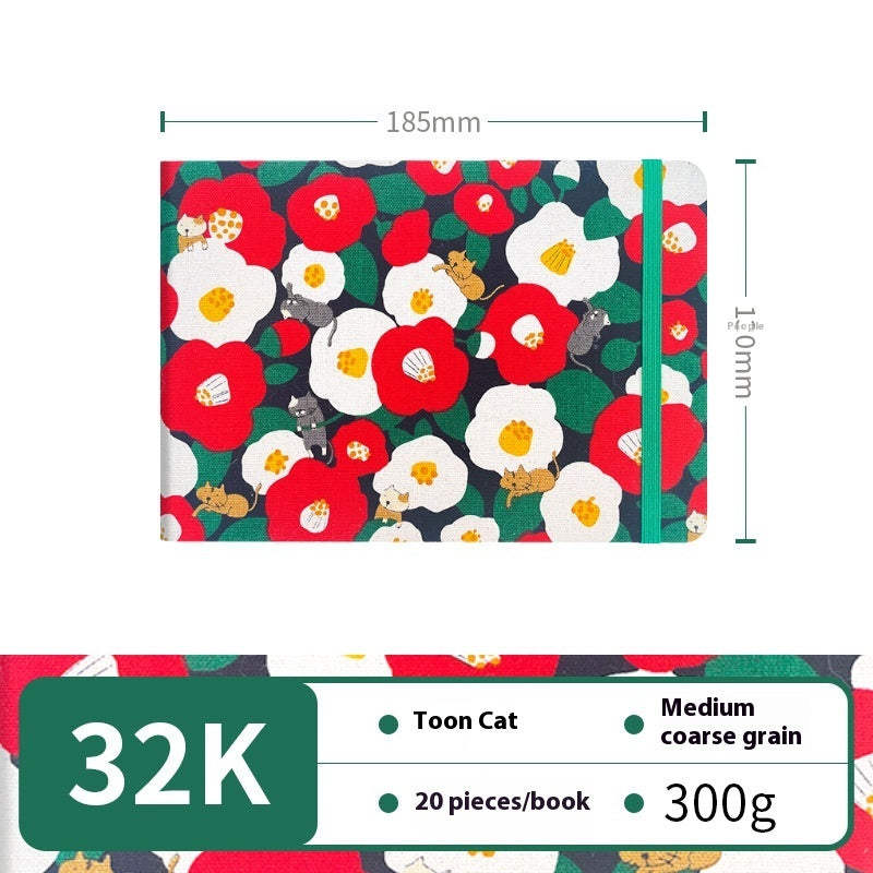 Feiluniao Watercolor Notebook – Handmade Fabric Mini Sketchbook for Watercolor, Character Sketching, Graffiti & Travel Drawing