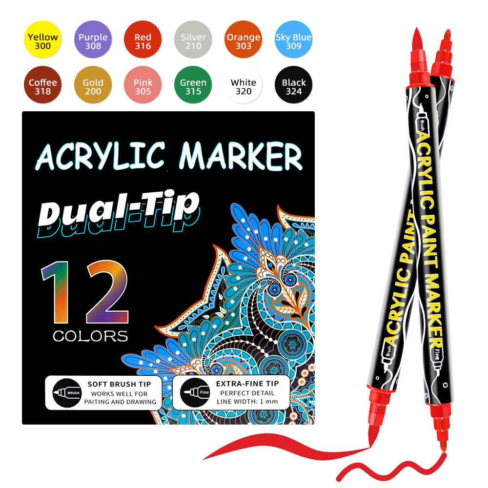 Double-Head Acrylic Marker Pen – Stackable Water-Based Paint Brush