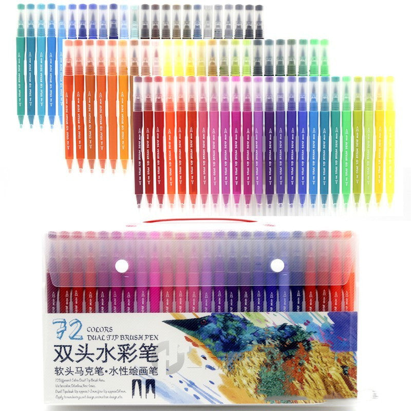 100 Colors Watercolor Brush Markers – Dual-Tip Brush & Fineliner Pens