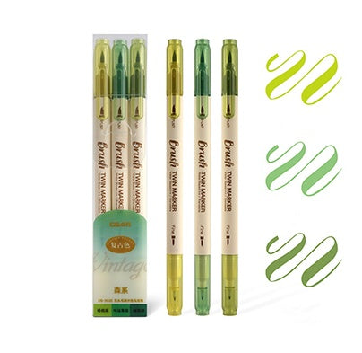 Dual-Tip Art Markers – Vintage Colored Watercolor Brush Pens