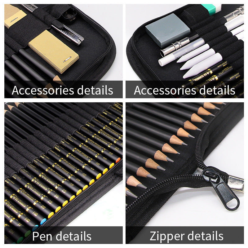 41-Piece Sketch Pencil Set in Cloth Bag – Complete Drawing Kit