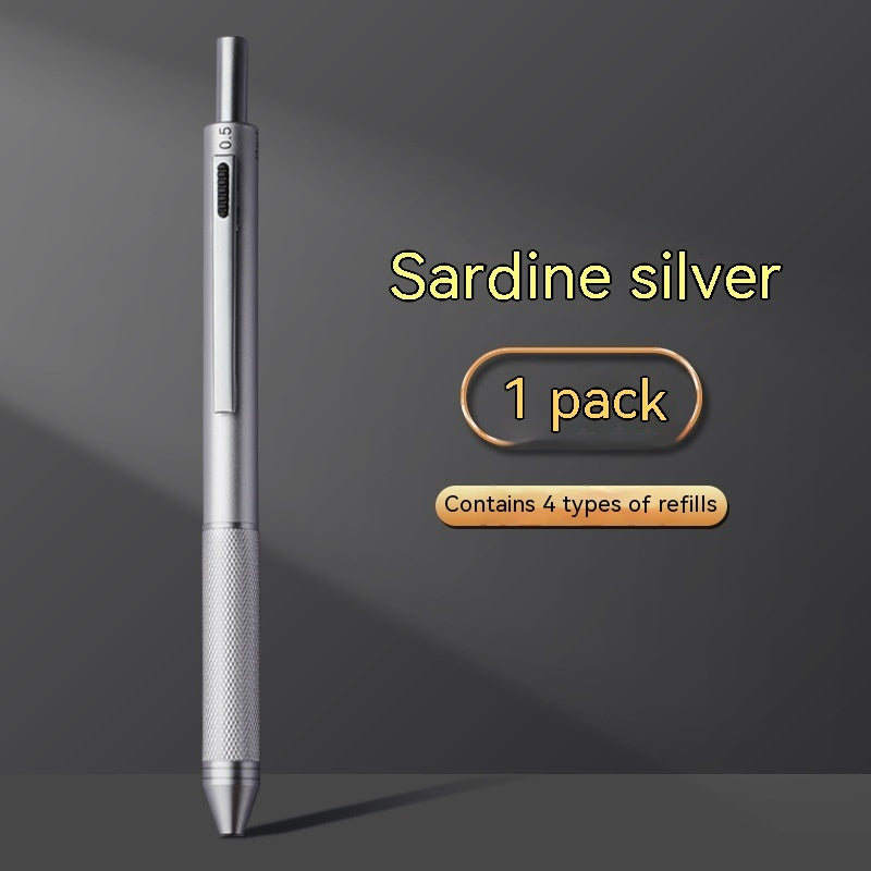 4-in-1 Gravity Induction Metal Pen – Multifunction Gel & Ballpoint Press Pen for Writing and Office Use