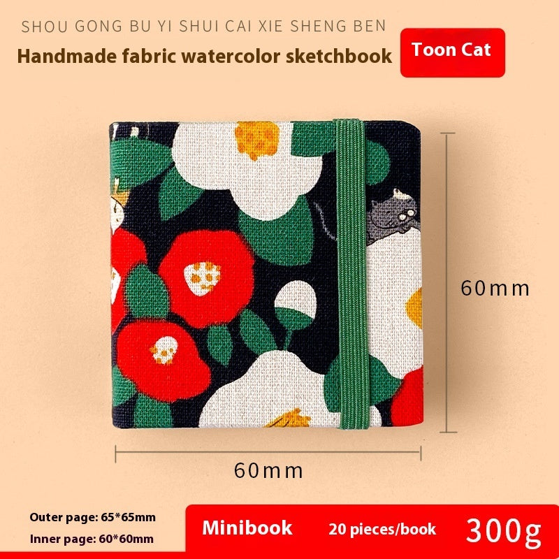 Feiluniao Watercolor Notebook – Handmade Fabric Mini Sketchbook for Watercolor, Character Sketching, Graffiti & Travel Drawing