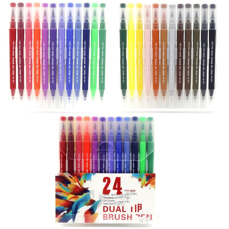 100 Colors Watercolor Brush Markers – Dual-Tip Brush & Fineliner Pens