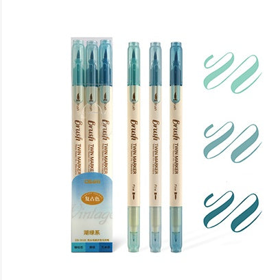 Dual-Tip Art Markers – Vintage Colored Watercolor Brush Pens