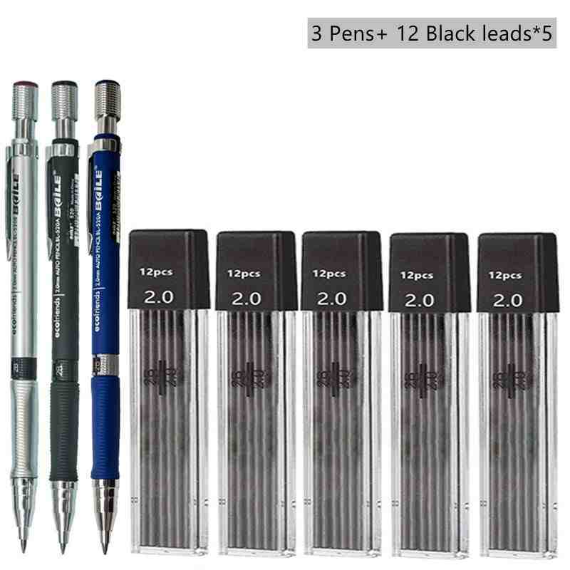 Mechanical Pencil Set 20mm – 2B Black & Color Lead Refills