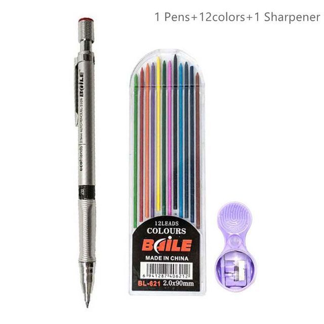 20mm Mechanical Pencil Set – 2B Automatic Pencil with Colored Barrels