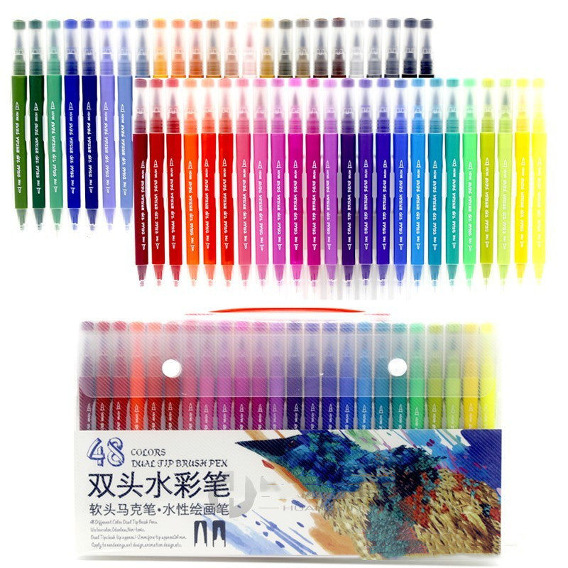 100 Colors Watercolor Brush Markers – Dual-Tip Brush & Fineliner Pens