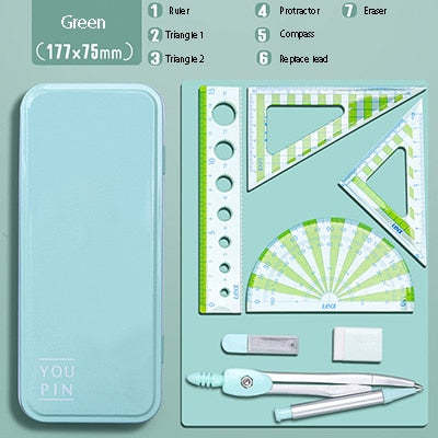 Student Geometry Set – Compass, Ruler, Triangle & Protractor Kit